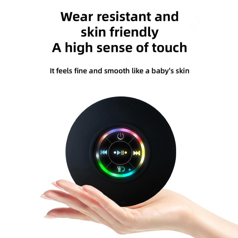 Waterproof Speaker, Portable Wireless Speaker with Suction Cup, USB Rechargeable Black Audio Bluetooth Speaker, Wireless Version Life for Parties, Bathroom, Travel, Home, Outdoor